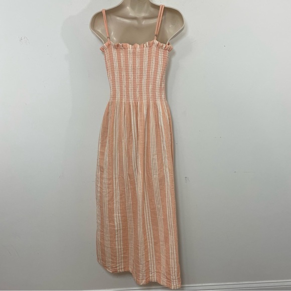 FAHERTY Dress Cotton Gauze Lakeview Smocked Sundress Size Small Striped midi - Picture 4 of 10
